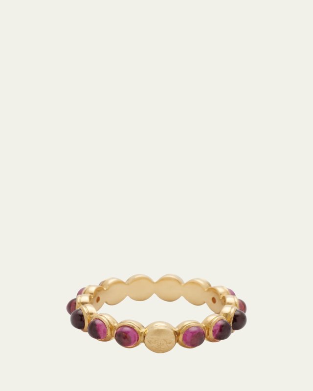 Celestial Cabochon Bead Ring in Rhodolite Garnet and 18k Gold